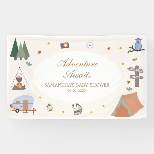 Woodland Adventure erwartet Camping Baby Shower Banner (Horizontal)