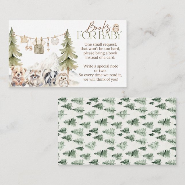 Woodland Adventure Oh Boy Baby Shower Books Begleitkarte (Vorne/Hinten)