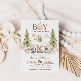 Woodland Adventure Oh Boy Baby Shower Einladung