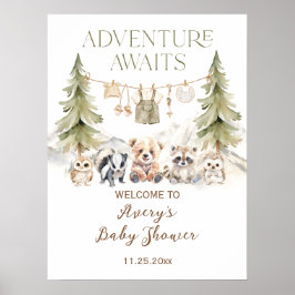 Woodland Adventure Oh Boy Baby Shower Poster