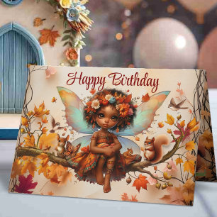 Woodland African Fairy Happy Birthday Karte