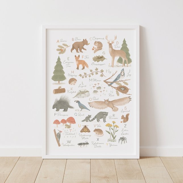 Woodland Animal Alphabet ABC Kinder Zimmerdekor Poster (Von Creator hochgeladen)