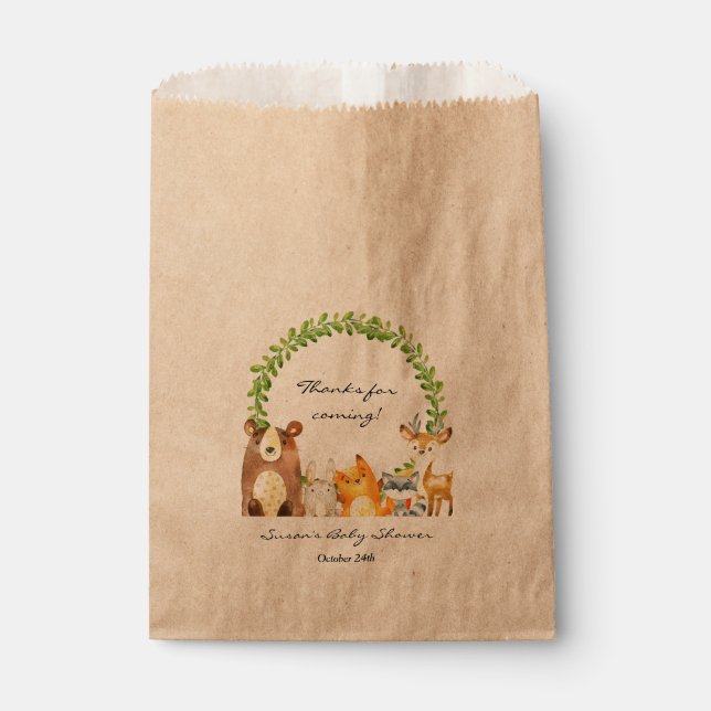 Woodland Animal Baby Dusche Leckerei Gefallen Beut Geschenktütchen (Vorderseite)