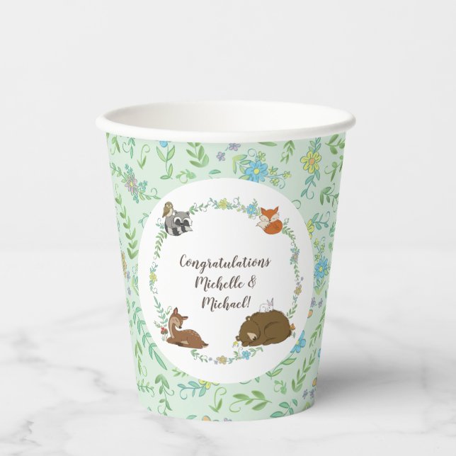Woodland Animal Baby Dusche Pappbecher (Vorderseite)