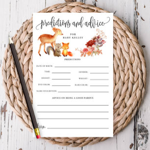 Woodland Animal Baby Predication/Ratgeber Paper Ca Flyer