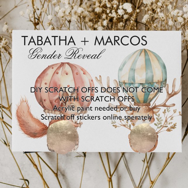 Woodland Animal Baby Reveal Game DIY Scratch Cards Ankündigungspostkarte (Von Creator hochgeladen)