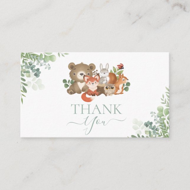 Woodland animal Baby Showday Danke Begleitkarte