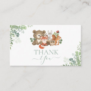 Woodland animal Baby Showday Danke  Begleitkarte
