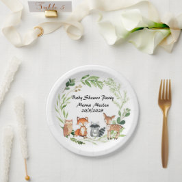 woodland animal  baby shower design pappteller