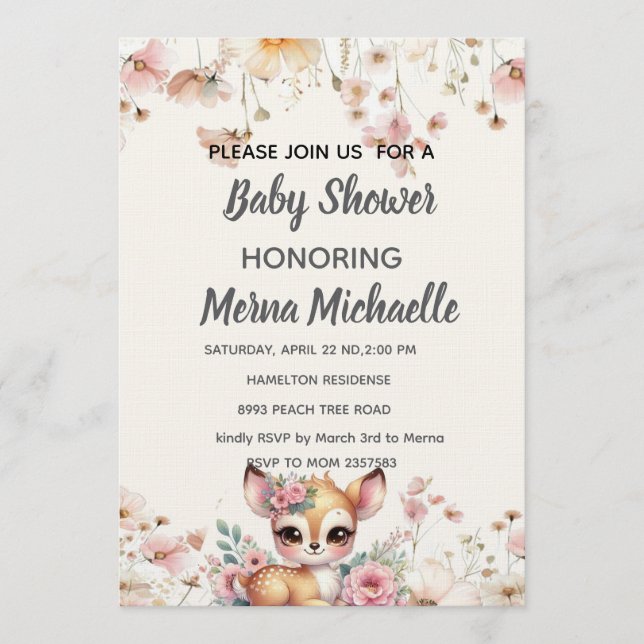 woodland animal  baby shower invitation einladung (Vorderseite)