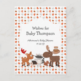 Woodland Animal Babydusche, Babywünsche Hinweiskarte