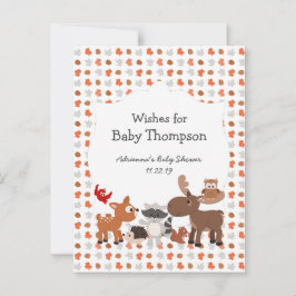 Woodland Animal Babydusche, Babywünsche Hinweiskarte