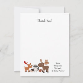 Woodland Animal Babydusche danke Notizen