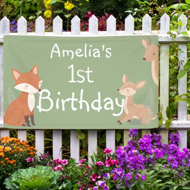 Woodland Animal Birthday Party  Banner (Von Creator hochgeladen)