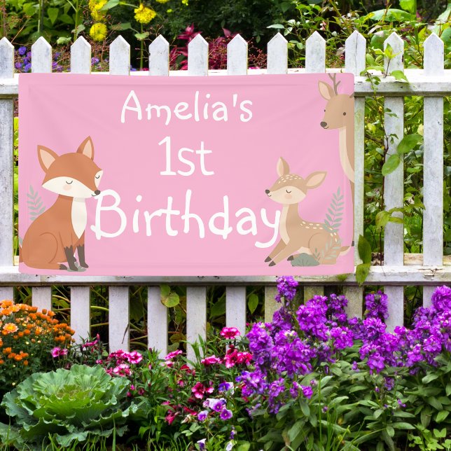  Woodland Animal Birthday Party  Banner (Von Creator hochgeladen)