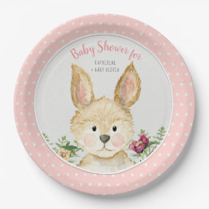 Woodland Animal Boho Bunny Rabbit Pink Baby Dusche Pappteller