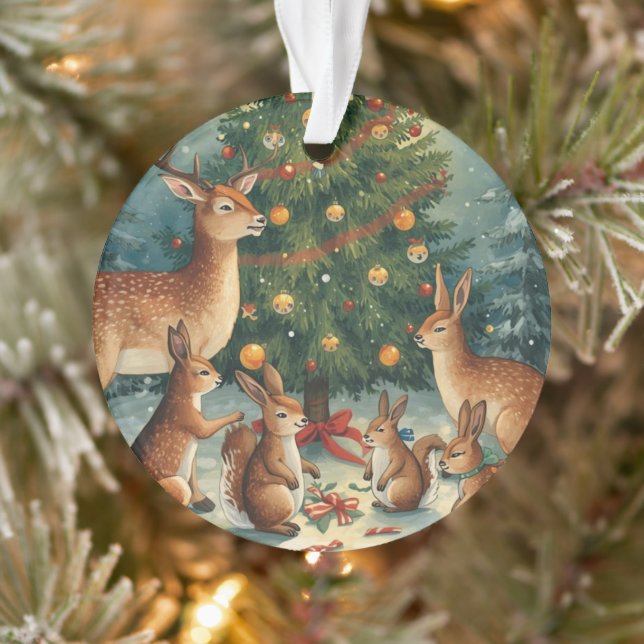 Woodland Animal Christmas Scene Ornament (Baum)