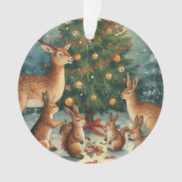 Woodland Animal Christmas Scene Ornament