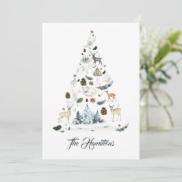 Woodland Animal Christmas Tree Card Dankeskarte