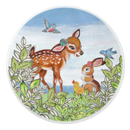 Woodland Animal Deer Bunny Duck Niedlich Baby Kind Keramikknauf