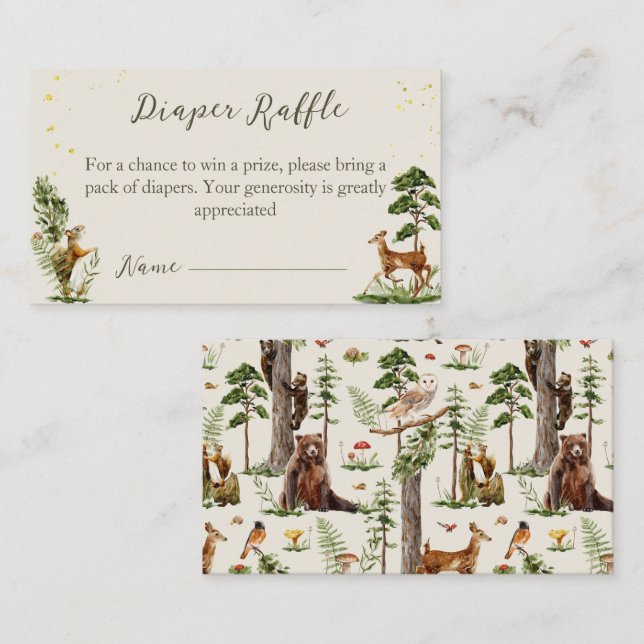 Woodland Animal Diaper Kinderduschenspiel Begleitkarte (Vorne/Hinten)