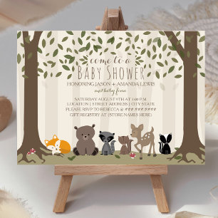Woodland Animal Family Baby Dusche Einladung