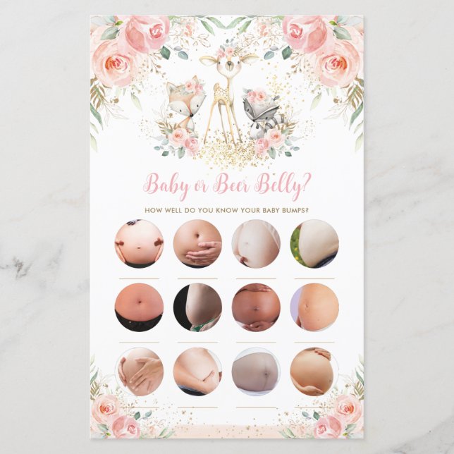Woodland Animal Floral Baby oder Bierbauch Game (Vorderseite)