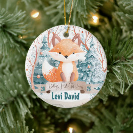 Woodland Animal Fox Boho Boy Baby's 1. Weihnachten Keramik Ornament
