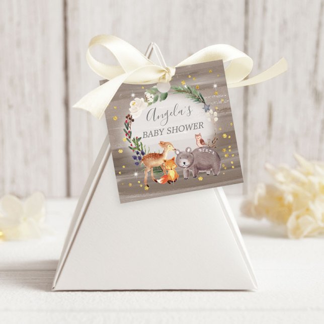 Woodland Animal Friends Sparkle Baby Dusche Geschenkanhänger (Von Creator hochgeladen)