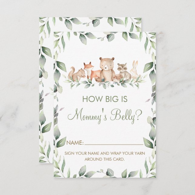 Woodland Animal How Big is Mommys Bly Game Card Einladung (Vorne/Hinten)