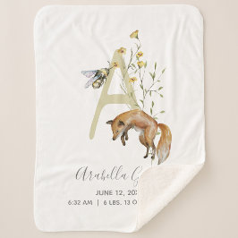 Woodland Animal Letter A Baby Script Birth Stats Sherpadecke