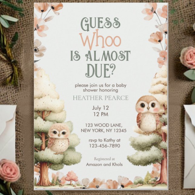 Woodland Animal Owl Baby Shower Einladung (Von Creator hochgeladen)