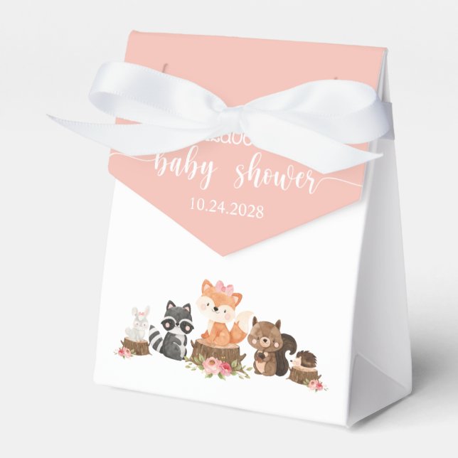 Woodland Animal Personalisiert Baby Girl Dusche Geschenkschachtel (Vorderseite)