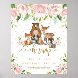 Woodland Animal Pink Floral Oh Snap Teilen Sie die Poster
