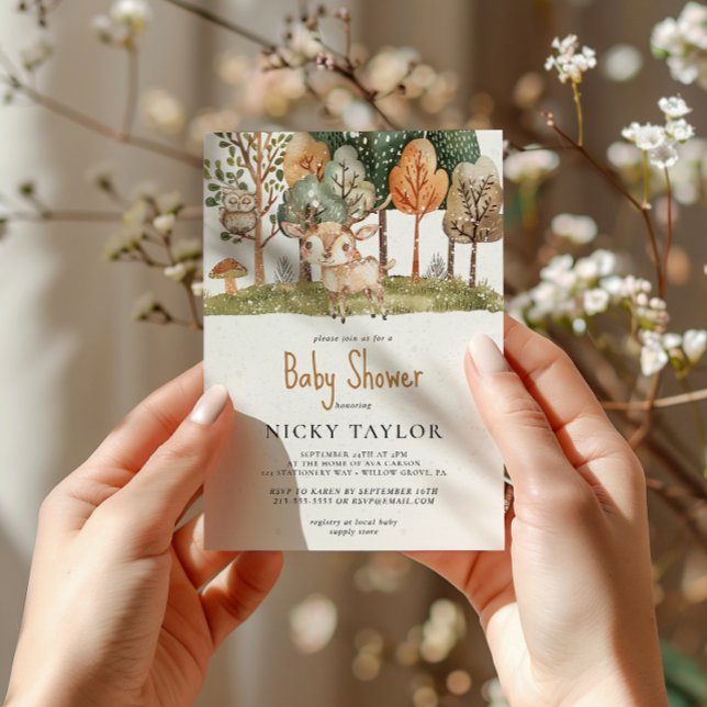 Woodland Animal Snow Winter Baby Dusche Einladung (Von Creator hochgeladen)