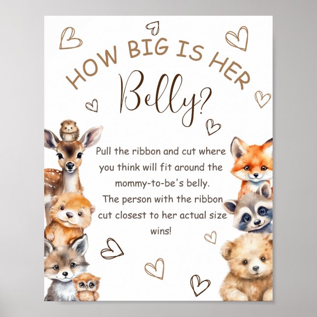Woodland Animal Thema wie groß ist ihr Bauchspiel Poster (Vorne)
