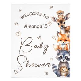 Woodland Animal Theme Kinderdusche Einladung Fotodruck