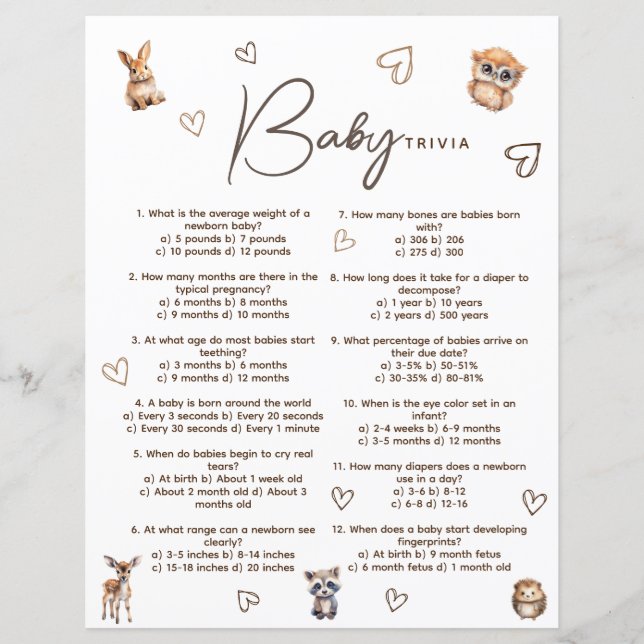 Woodland Animal Theme Kinderspielkarte (Vorderseite)