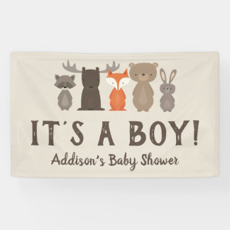 Woodland Animal Themed Baby Dusche Banner Groß