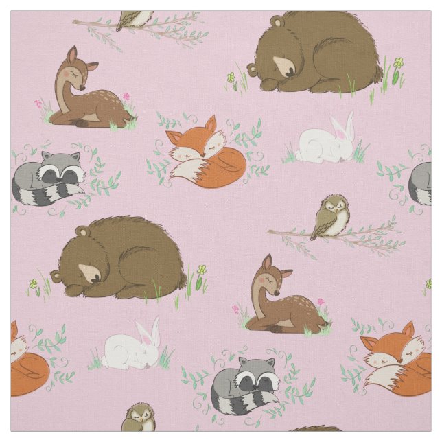 Woodland Animal Watercolor Baby Kinderzimmer Stoff (Muster)