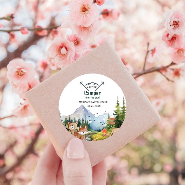 Woodland Animals Adventure Camper Kinderdusche Runder Aufkleber (Von Creator hochgeladen)