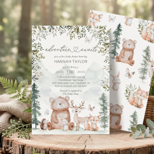 Woodland Animals Adventure erwartet Baby Shower Einladung