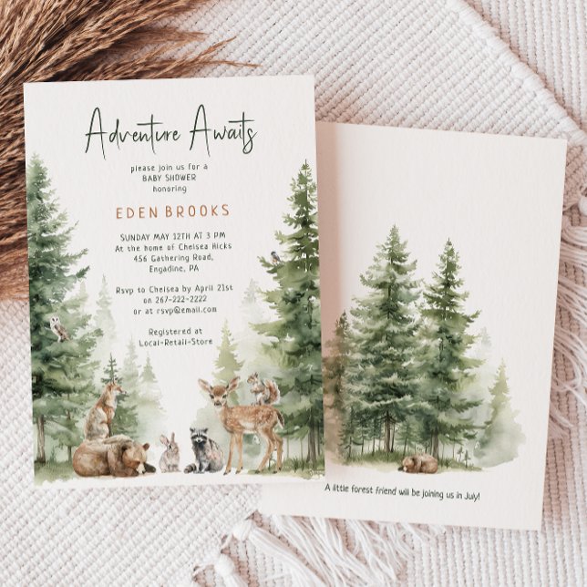 Woodland Animals Adventure erwartet Baby Shower Einladung (Von Creator hochgeladen)