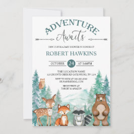 Woodland Animals Adventure erwartet Baby Shower In Einladung