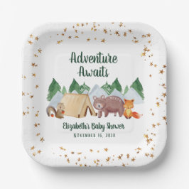 Woodland Animals Adventure erwartet Baby Shower Pappteller