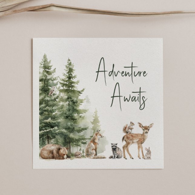 Woodland Animals Adventure erwartet Baby Shower Serviette (Von Creator hochgeladen)