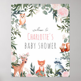Woodland Animals Baby-Dusche Begrüßungspposter Poster