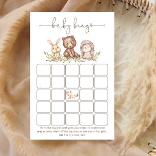 Woodland Animals Baby Dusche Bingo Spiel