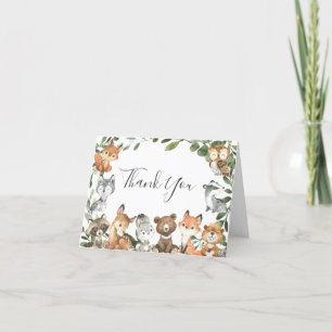 Woodland Animals Baby Dusche Danke Karte