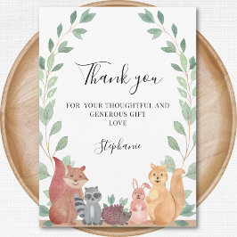 Woodland Animals Baby Dusche Danke Karte